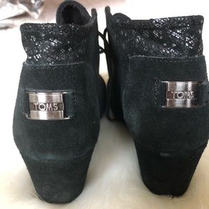 COPY - Tom’s Black Glitter Booties with a wedge heel. Like NWOT